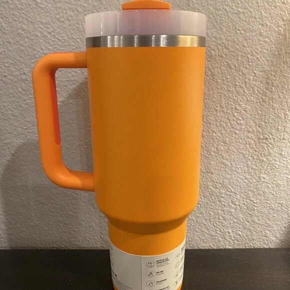 Stanley Flowstate Tumbler 40oz Handle Straw Orange Quencher H2.0 Mug Cup NWT - Picture 2 of 5